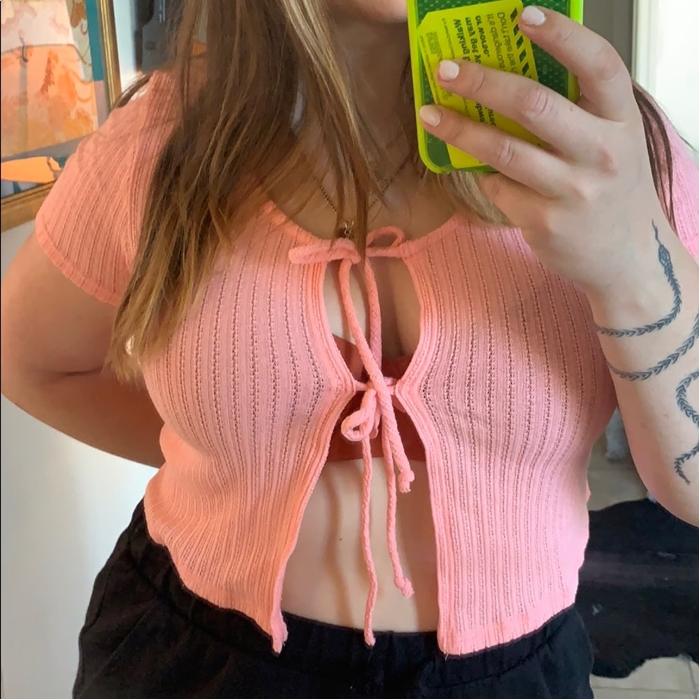American Eagle Studio | pink cardigan